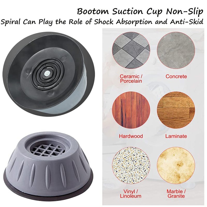 Krush Washing Machine Anti Vibration Pads with Grip Washer Dryer Anti Vibration Pad with Suction Cup Feet Fridge Washing Machine Leveling Feet Anti Walk Pads Shock Absorber (Pack of 4 PCS)  - Image 4
