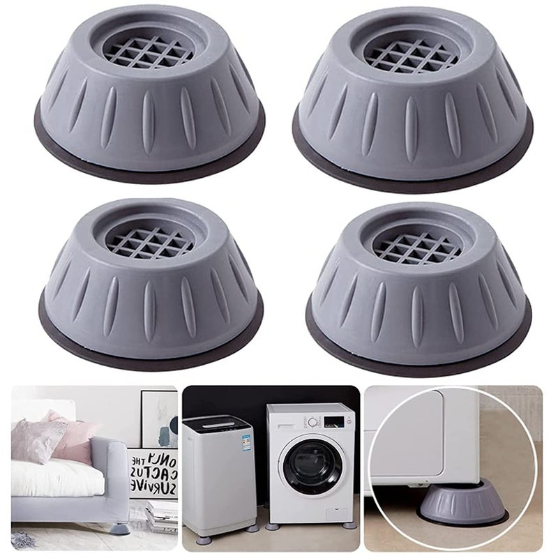 Krush Washing Machine Anti Vibration Pads with Grip Washer Dryer Anti Vibration Pad with Suction Cup Feet Fridge Washing Machine Leveling Feet Anti Walk Pads Shock Absorber (Pack of 4 PCS)  - Image 1