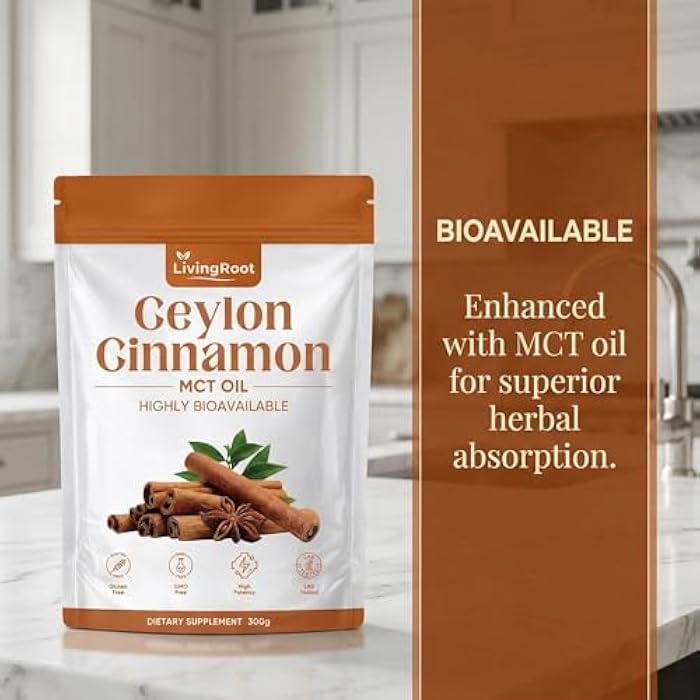 Vlsdoin Living Root Ceylon Cinnamon Made with Mct Oil, Livingroot Ceylon Cinnamon Powder, Highly Bioavailable Herbal Extract | Non-GMO, Gluten Free (1pcs) - Image 3
