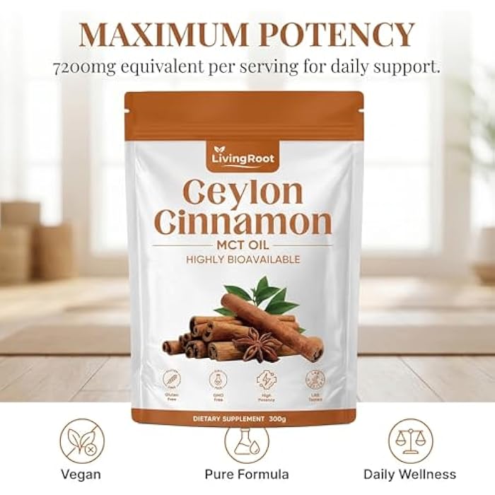 Vlsdoin Living Root Ceylon Cinnamon Made with Mct Oil, Livingroot Ceylon Cinnamon Powder, Highly Bioavailable Herbal Extract | Non-GMO, Gluten Free (1pcs) - Image 4