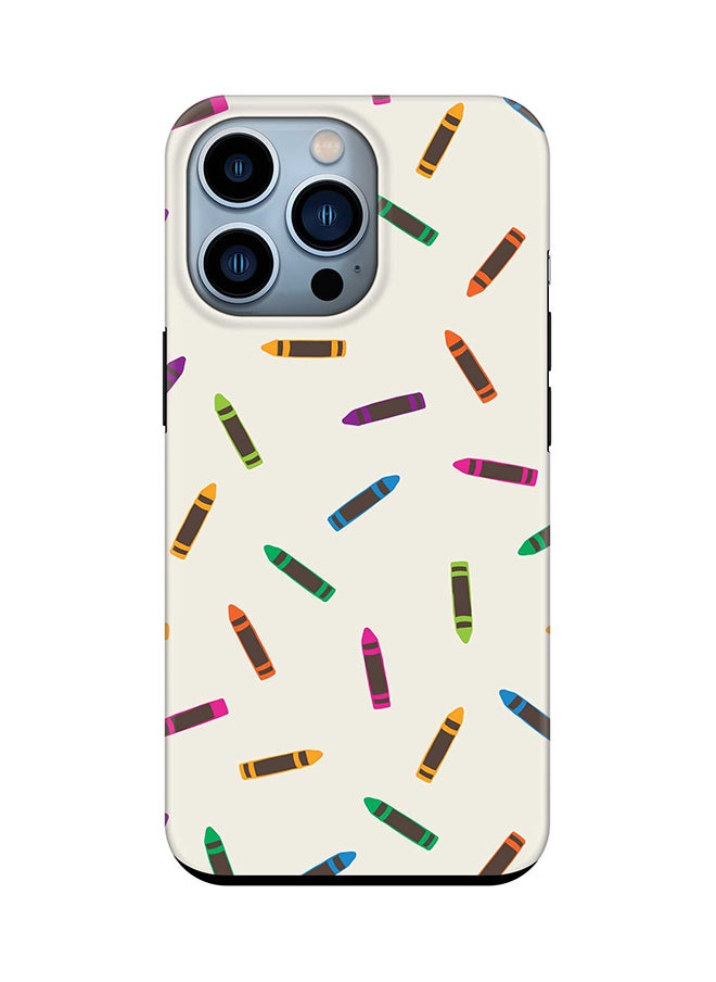 Stylizedd - Tough Pro Series Case for Apple iPhone 14 Pro Dual Layer hybrid PC & TPU Customized Mobile Cover Shield with inner TPU protection Matte Finish - Crayon Pary - Image 1