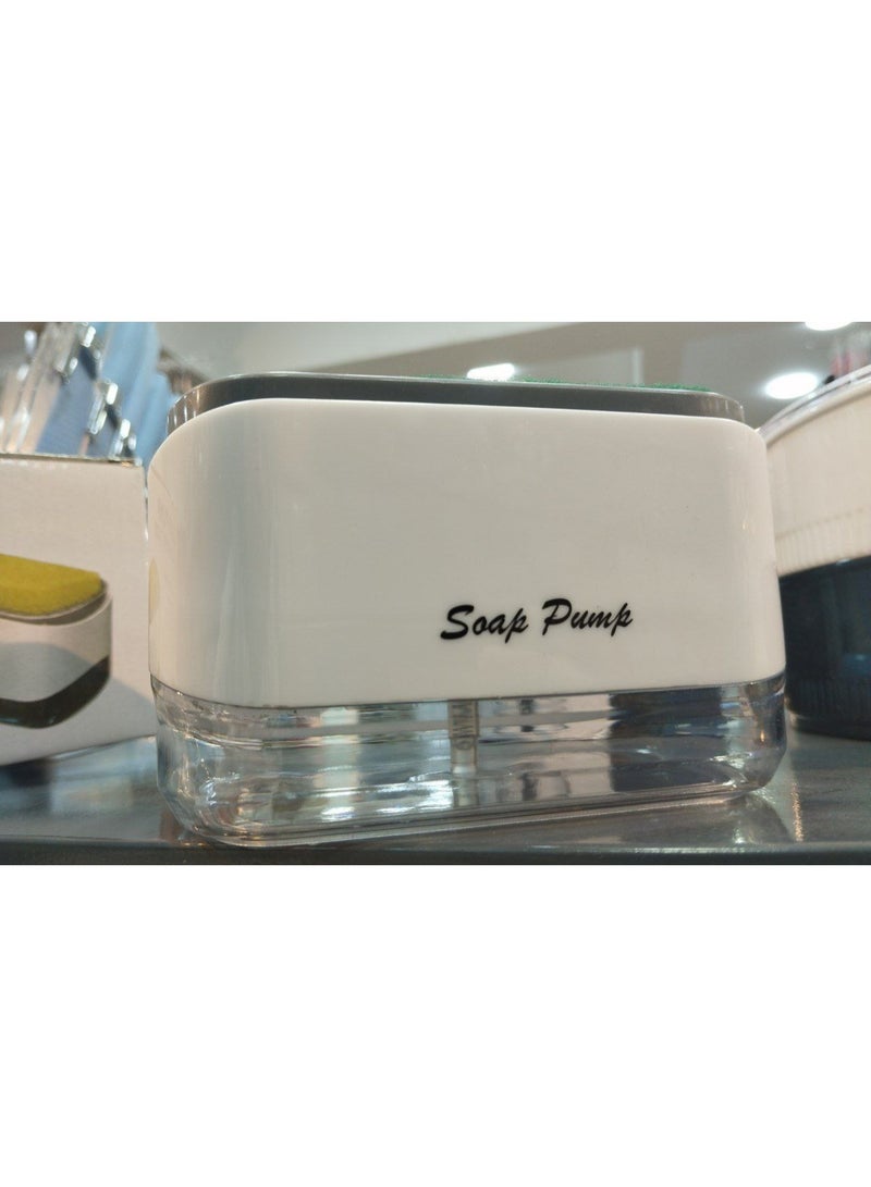 علبة صابون بقاعدة ضغط مع حامل إسفنجة – Soap Pump Dispenser - Image 2