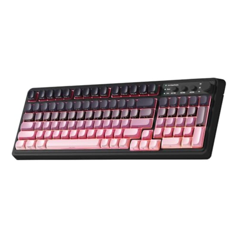 AULA Keyboard Wireless PC Gaming Keyboards Bluetooth Ergonomic Computer Creamy Keyboard Cute Full Size Backlit Tri-Mode BT 2.4GHz USB-C - Black Pink Gradient - Side Printed - Image 3