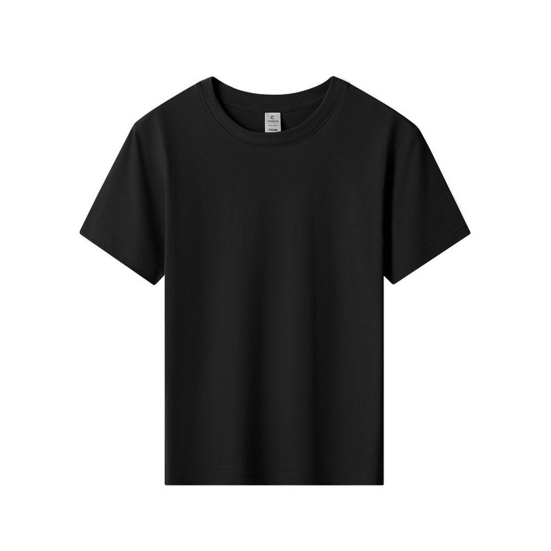 Guangzhou Cang 180g Solid Color Cotton Crewneck Boys and Girls Short Sleeve T-Shirt Plain Knitted Children's Wear T-Shirt Custom Print - Image 1