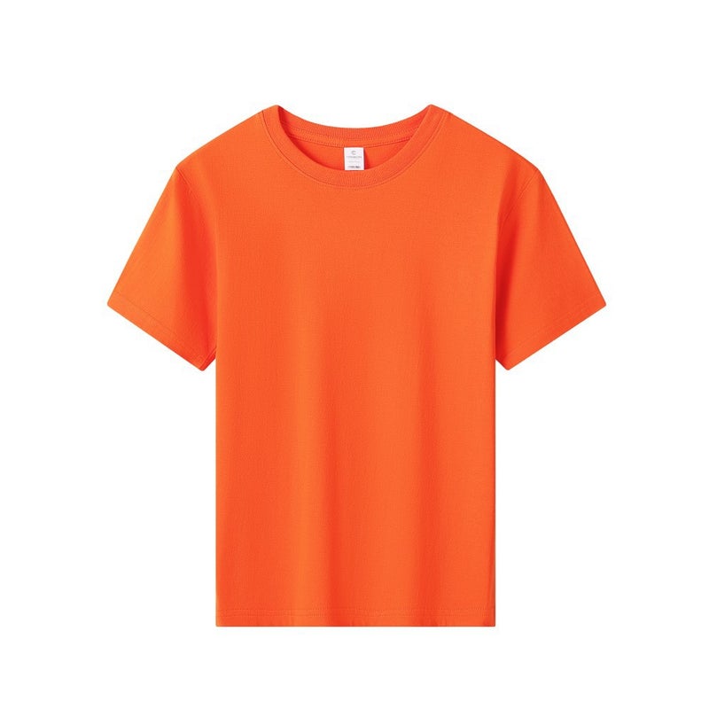 Guangzhou Cang 180g Solid Color Cotton Crewneck Boys and Girls Short Sleeve T-Shirt Plain Knitted Children's Wear T-Shirt Custom Print - Image 5