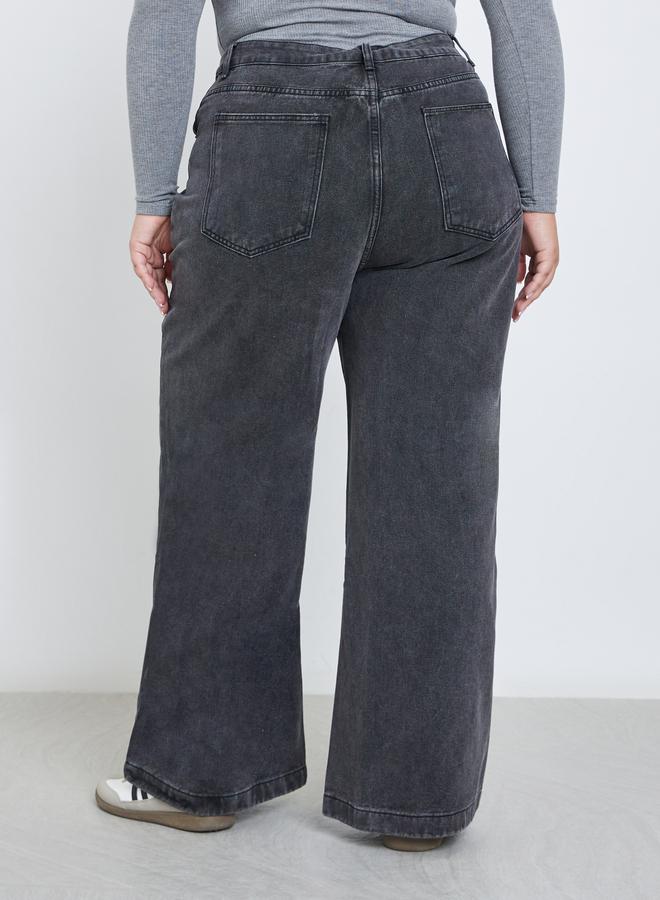 Styli Plus Mid Rise Wide Leg Jeans - Image 4