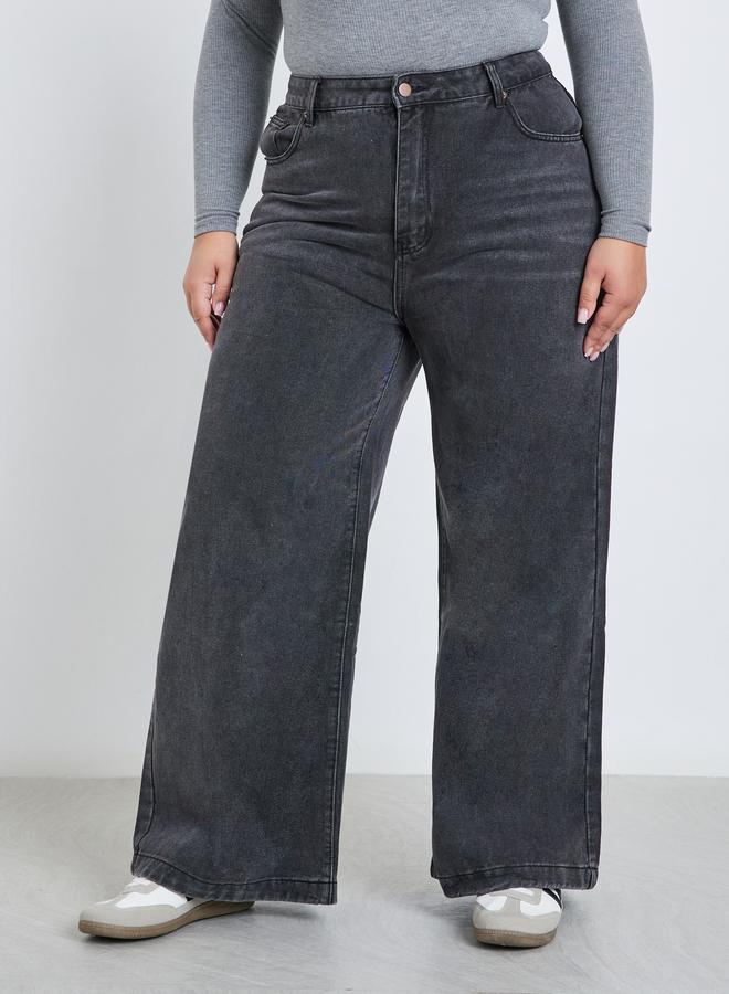 Styli Plus Mid Rise Wide Leg Jeans - Image 2