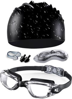 Eoptify 5 in 1 Anti-Fog Swimming Goggles with Silicone Cap Nose Plugs & Ear Plugs for Men, Women & Teenagers, Clear Vision, 180° Panoramic View, Leak Proof Goggles, Adjustable Silicone Goggle Strap UV Protection  - Image 1