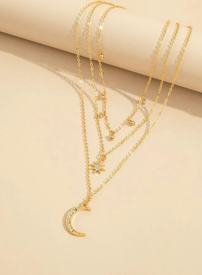 Take Two Take Two Star and Moon Rhinestone Layered Necklace