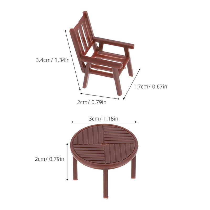 Miniature Furniture Set Realistic Dollhouse Table And Chair Model For Creative Display - Image 3