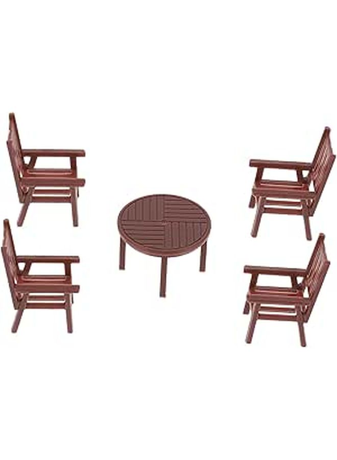 Miniature Furniture Set Realistic Dollhouse Table And Chair Model For Creative Display - Image 1
