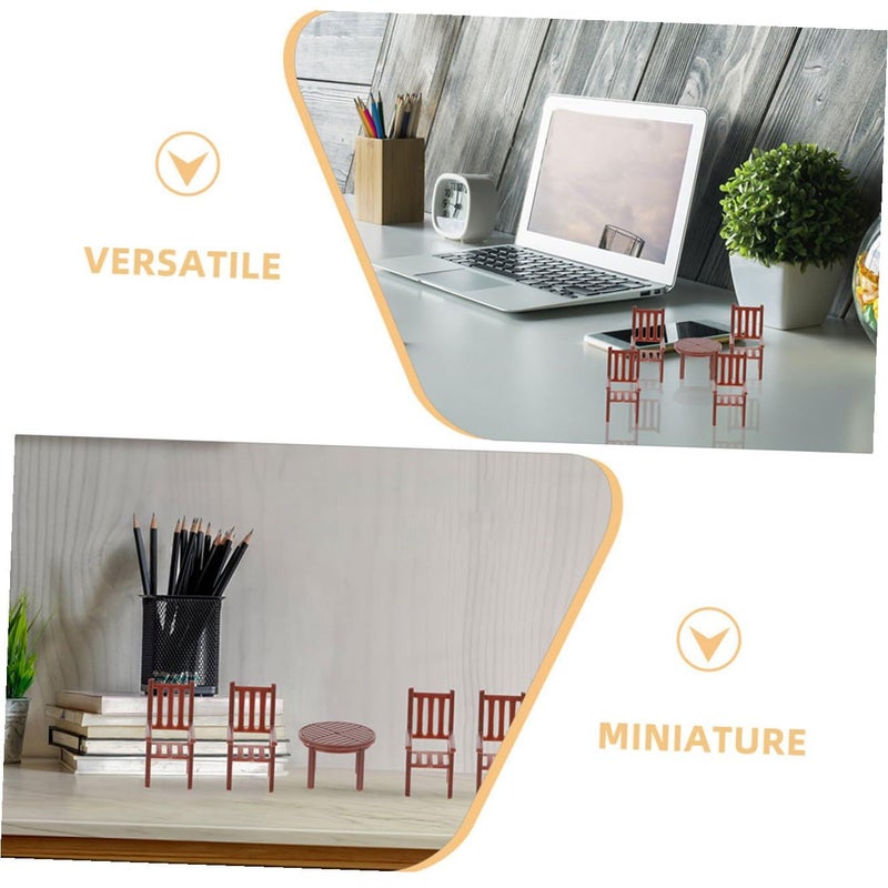 Miniature Furniture Set Realistic Dollhouse Table And Chair Model For Creative Display - Image 4