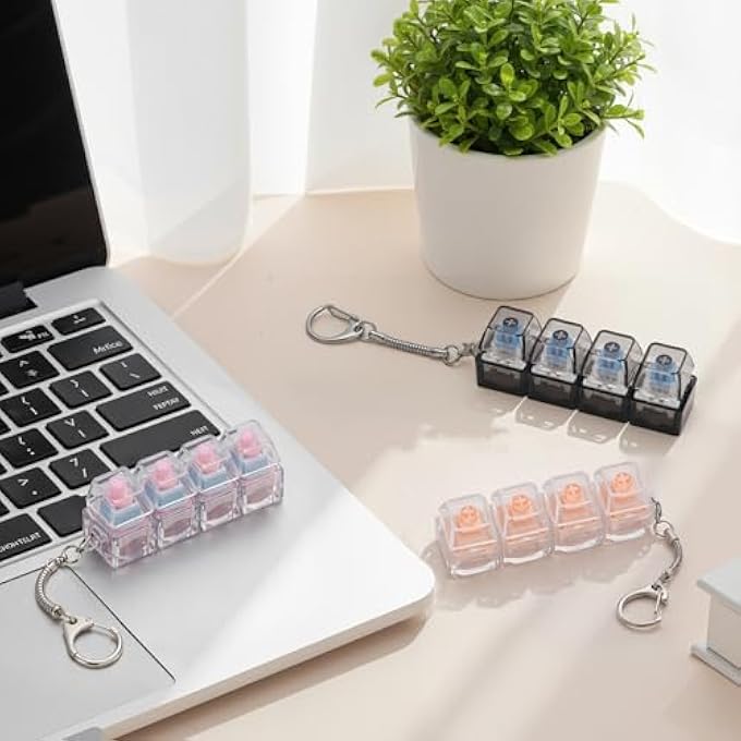 FunisFun 3 Pack Keyboard Fidget Toy for Adults Clicky, Creamy & Silent Fidget Clicker Keychain, 4-in-1 Keyboard Finger Clickers for Stress Relief Anxiety at Work Travel - Image 3