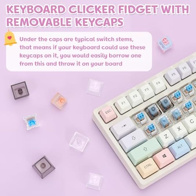 FunisFun 3 Pack Keyboard Fidget Toy for Adults Clicky, Creamy & Silent Fidget Clicker Keychain, 4-in-1 Keyboard Finger Clickers for Stress Relief Anxiety at Work Travel - Image 4