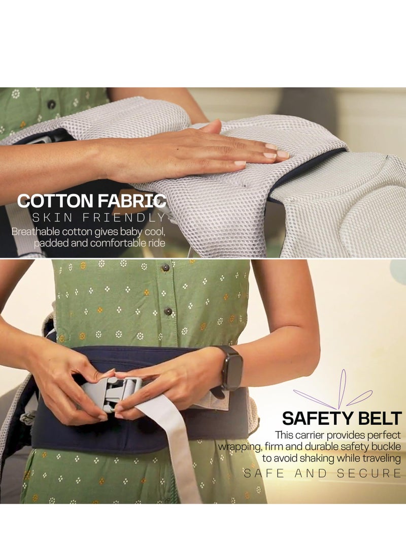 BAYBEE Baybee 9 in 1 Ergo+ Baby Carrier for Newborn with Hip Seat, 9 Carry Positions, Baby Kangaroo Carrier Bag | Baby Carry Sling Front Back Carrier with Safety Belt| Baby Carry Bag (Blue)  - Image 4