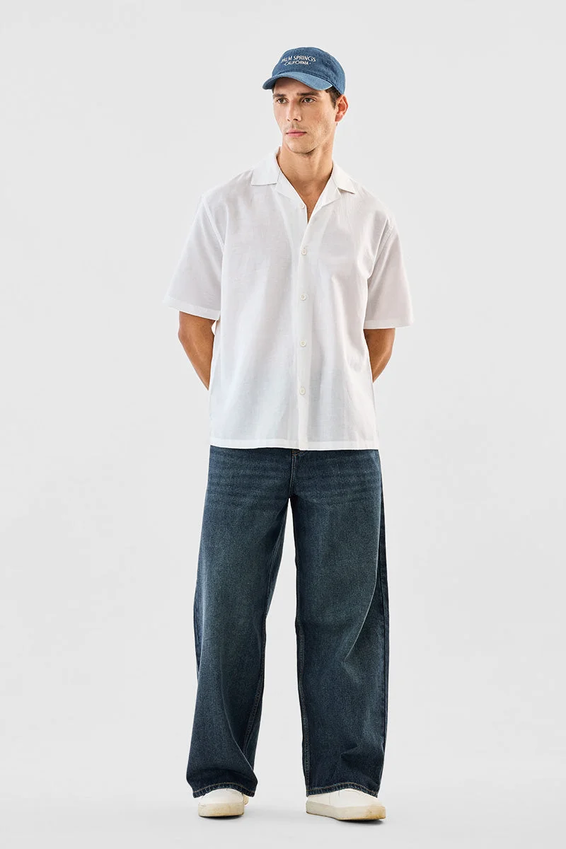 SNITCH Cuban Collar Linen Blend Shirt