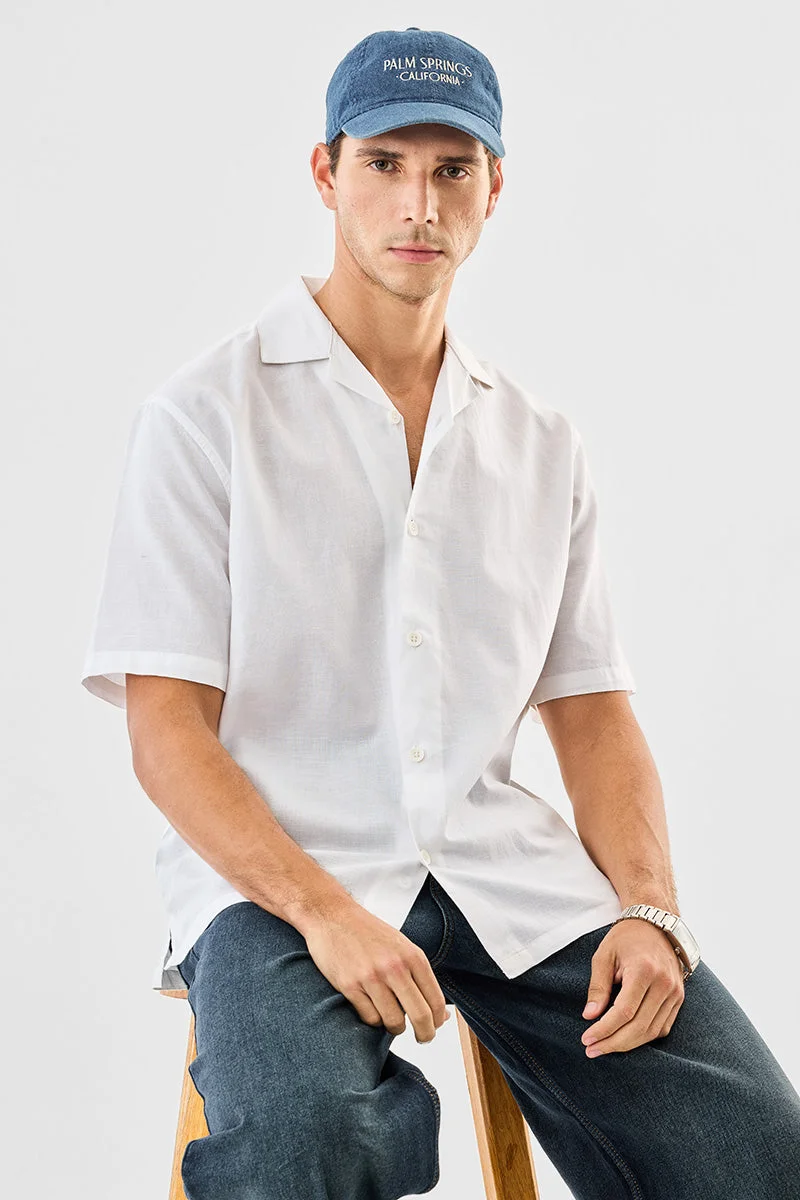 سنيتش قميص بياقة كوبية من مزيج الكتان