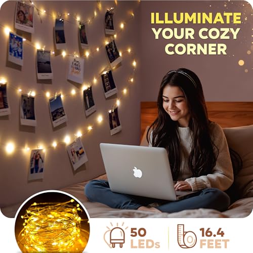 Mind-Glowing Photo Clips String Light - Dreamy Fairy Lights with Clips - Stocking Stuffers for Teen Girls 2025 - Trendy Stuff Room Decor - Christmas Gift for Any Year Old Tween Girl (50 LED, 16.4 ft) - Image 2