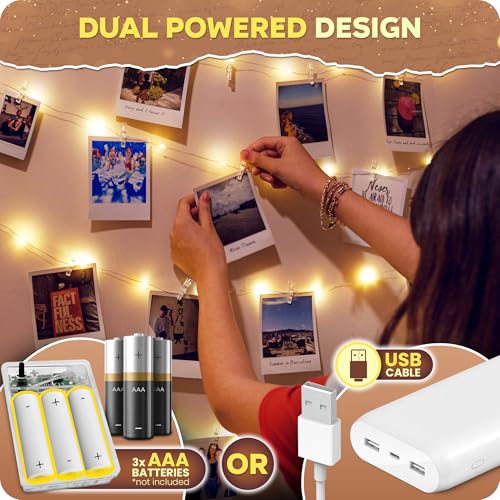 Mind-Glowing Photo Clips String Light - Dreamy Fairy Lights with Clips - Stocking Stuffers for Teen Girls 2025 - Trendy Stuff Room Decor - Christmas Gift for Any Year Old Tween Girl (50 LED, 16.4 ft) - Image 4