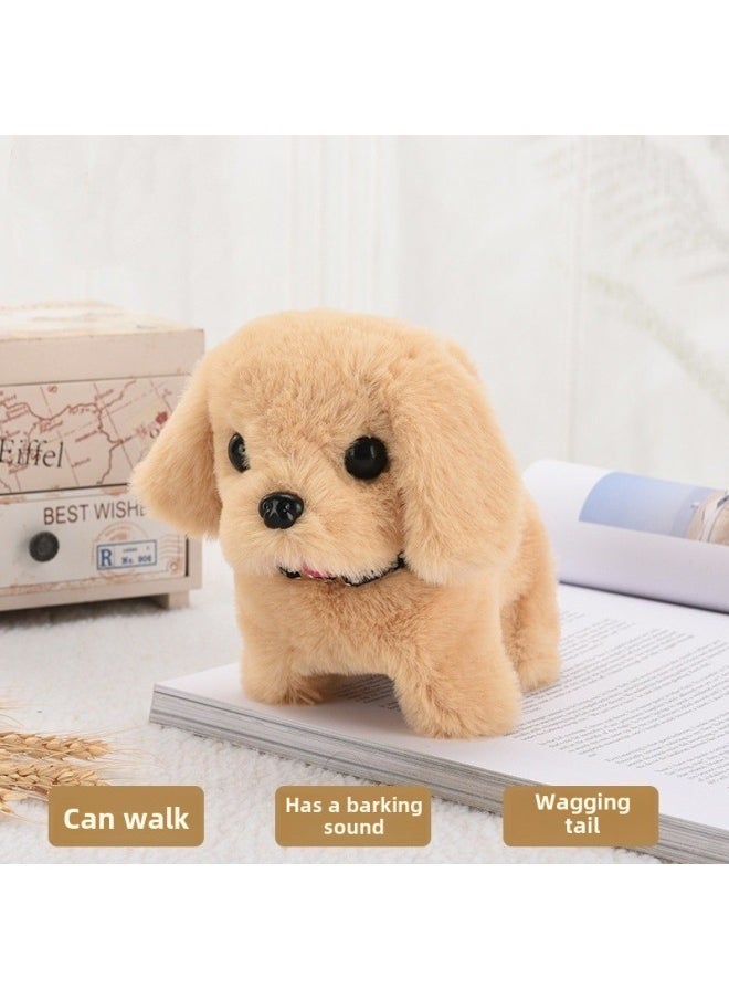 Simulation Plush Toy Dog Children Can Walk Called Electric Puppy Boy Electronic Pet Dog Gift-Color:Golden Retriever Yellow-Specification:Rechargeable Battery Set Of Ten Collars And Ten Bow Ties  - Image 1