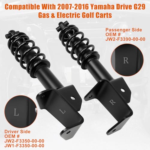 MOSNAI Yamaha Front Shocks Absorbers Set Fit Yamaha G29 Drive 2007-2016 Golf Cart Passenger and Driver Side OEM JW2-F3390-00-00 JW2-F3350-00 (Black) - Image 2