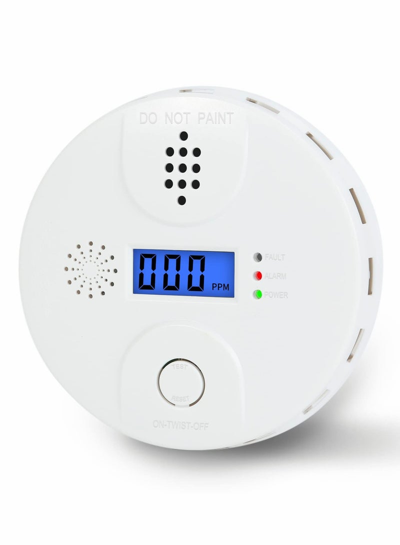 Zikra Carbon Monoxide Alarm, Digital Display CO Detector Security CO Monoxide For Home Safety Battery Powered with LCD Display and Sound Warning for Home,School,Office - Image 1