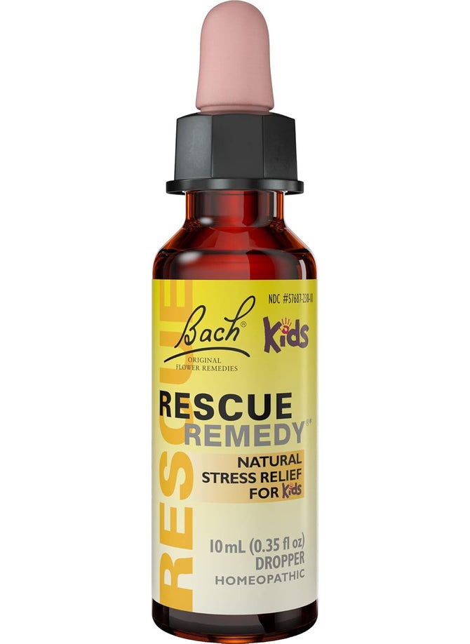 RESCUE Bach RESCUE REMEDY KIDS Dropper 10mL, Natural Stress Relief, Homeopathic Flower Essence, Vegan, Gluten & Sugar-Free, Kid-friendly, Non-alcohol Formula 