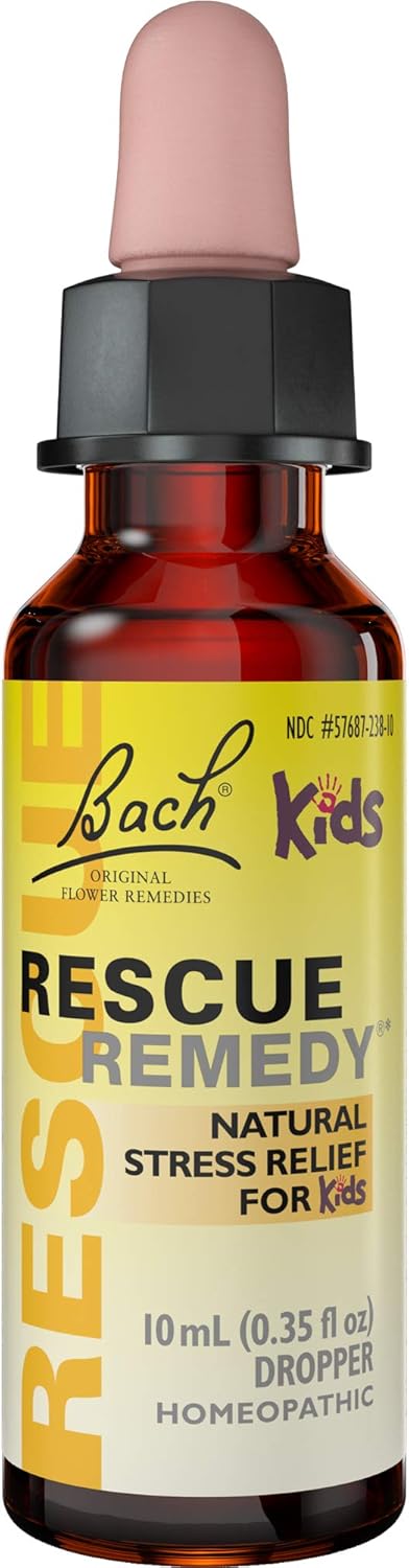 RESCUE Bach RESCUE REMEDY KIDS Dropper 10mL, Natural Stress Relief, Homeopathic Flower Essence, Vegan, Gluten & Sugar-Free, Kid-friendly, Non-alcohol Formula 