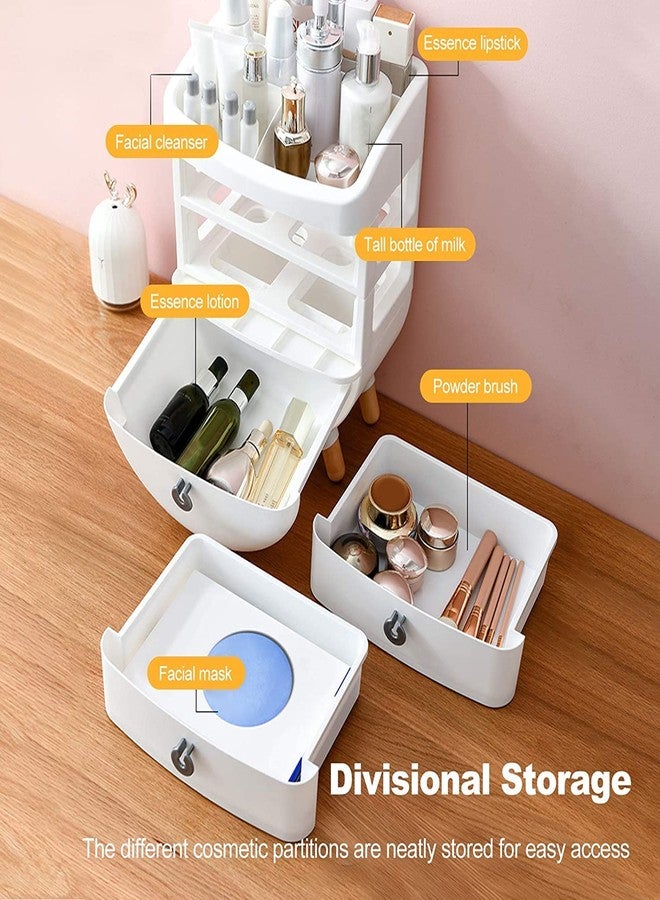 RELEMTRA Portable Skincare Organizers Multi-Function Make Up Case Dustproof Cosmetic Storage Box, Skin Care Products Jewelry Organizer Case Finishing Box Bedroom Bathroom Desktop- White -Two Tiers - Image 5