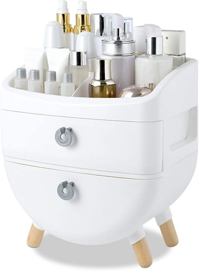 RELEMTRA Portable Skincare Organizers Multi-Function Make Up Case Dustproof Cosmetic Storage Box, Skin Care Products Jewelry Organizer Case Finishing Box Bedroom Bathroom Desktop- White -Two Tiers - Image 1