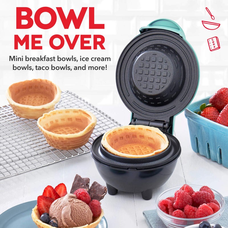 DASH Mini Waffle Bowl Maker for Breakfast, Burrito Bowls, Ice Cream and Other Sweet Desserts, Recipe Guide Included - Aqua - Image 2