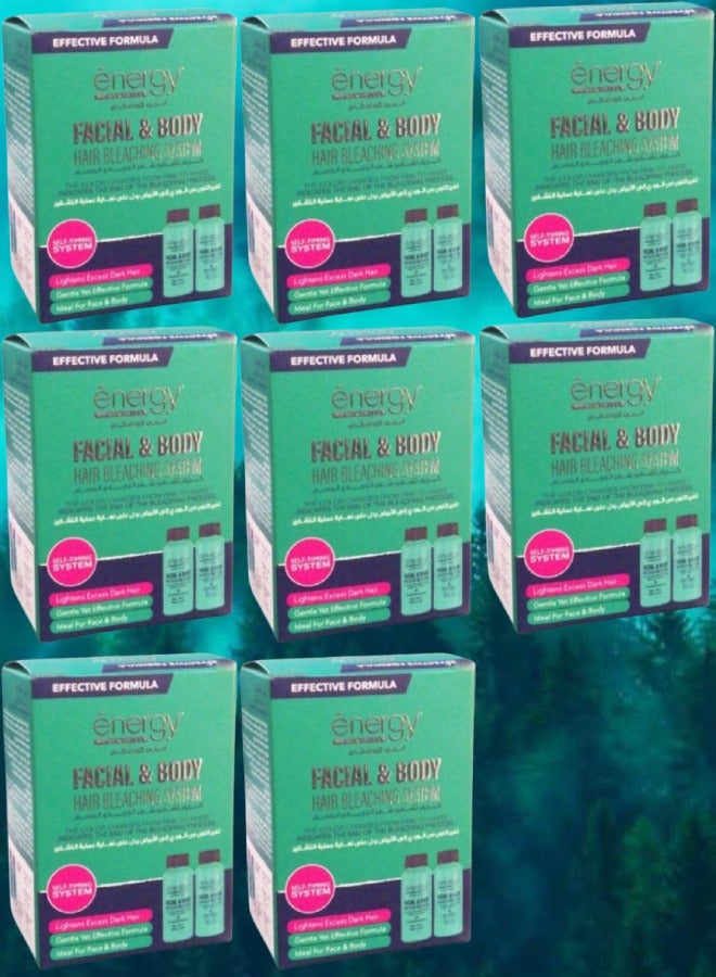 ENERGY COSMETICS 8 Pieces Facial and Body Hair Bleaching System 40ML And 60ML