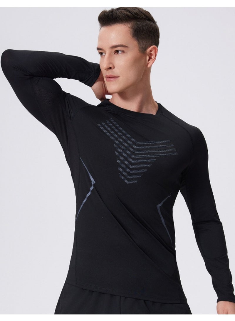 luluesses Men's quick-drying long sleeve crew neck sports shirt gym top  - Image 1
