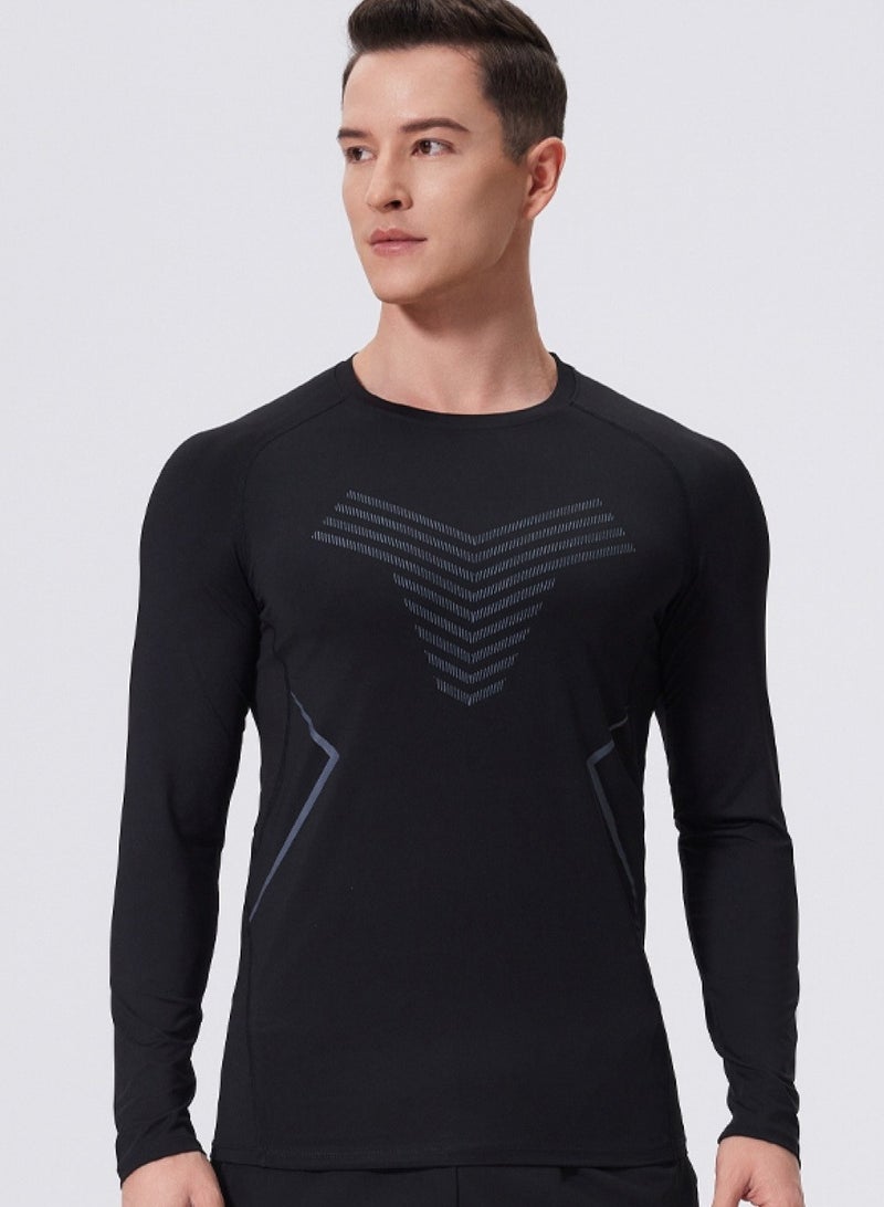 luluesses Men's quick-drying long sleeve crew neck sports shirt gym top  - Image 2