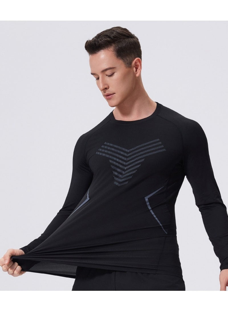 luluesses Men's quick-drying long sleeve crew neck sports shirt gym top  - Image 4
