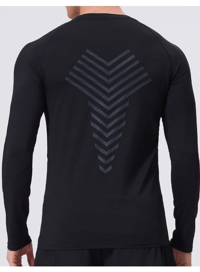 luluesses Men's quick-drying long sleeve crew neck sports shirt gym top  - Image 3