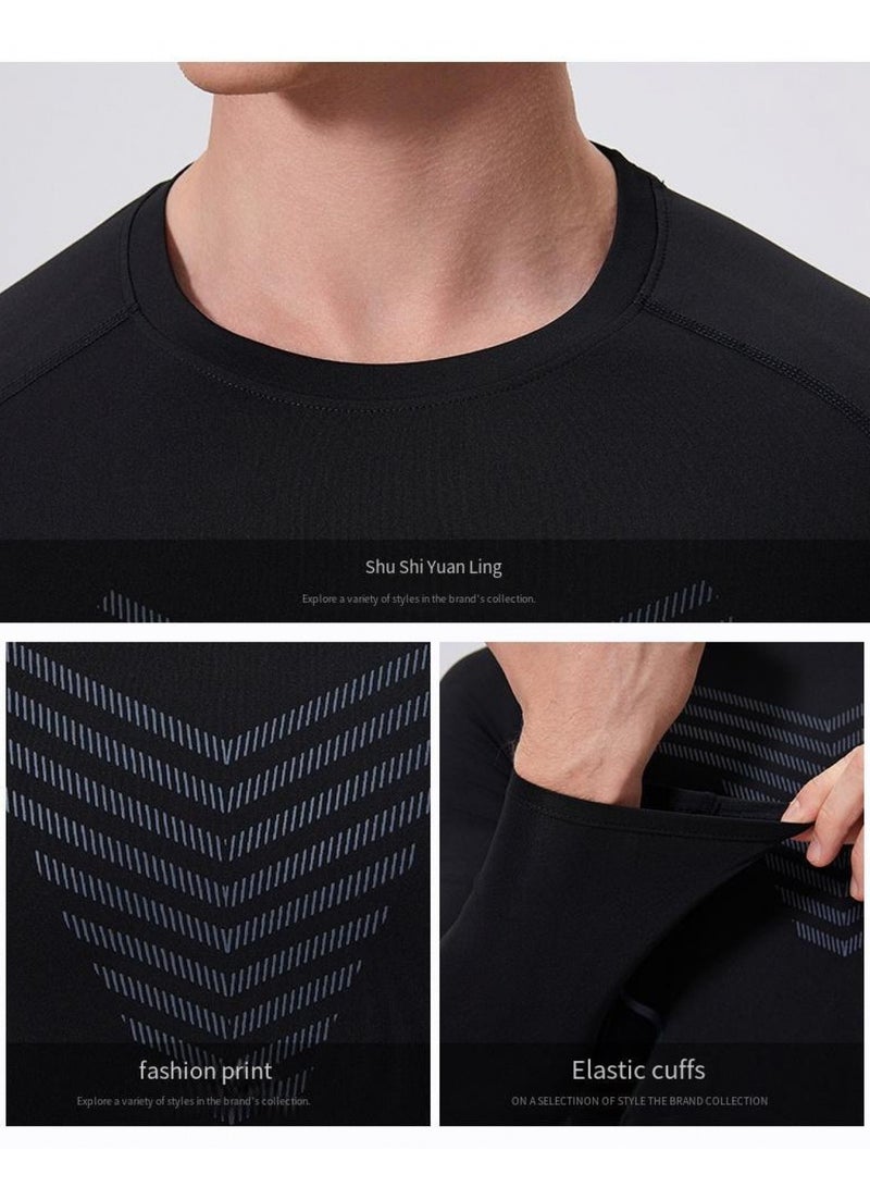 Men's quick-drying long sleeve crew neck sports shirt gym top