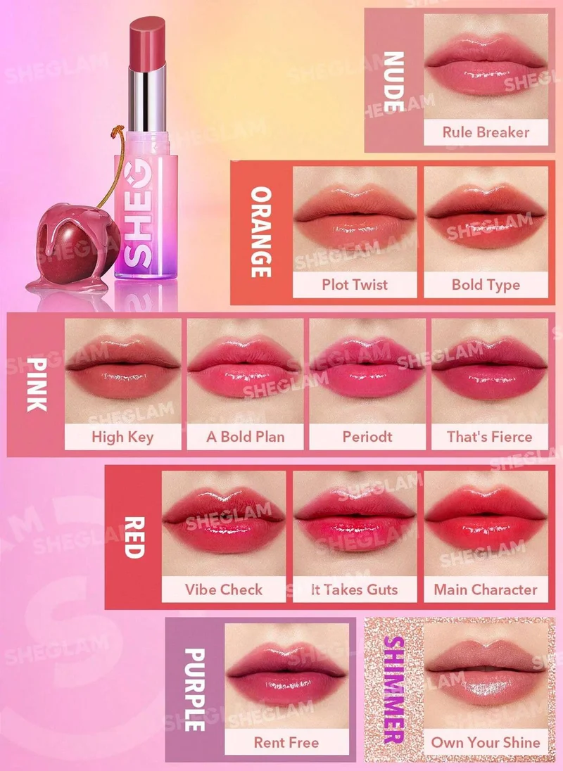 Sheglam  Mirror Kiss High-Shine Lipstick-Own Your Shine for Women | Best Price UAE