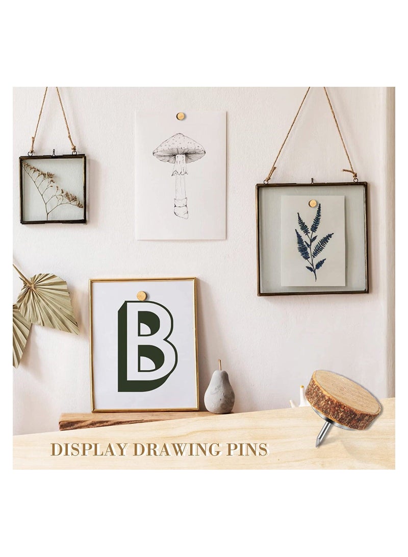 Y&D 80 Pcs Wood Push Pins Drawing Thumb Tacks Decorative Wooden Map for Cork Boards Photos Calendar and Home Office Craft Projects  - Image 5