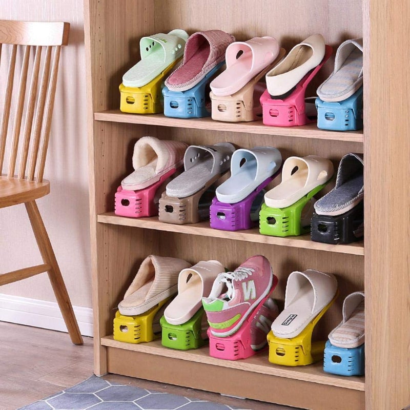 BSBDA Footwear Support Slot Space Saving Cabinet Stand DoubleLayer Storage Rack Adjustable Folding Plastic Shoe Rack Organizer Pack Of 6 - Image 3