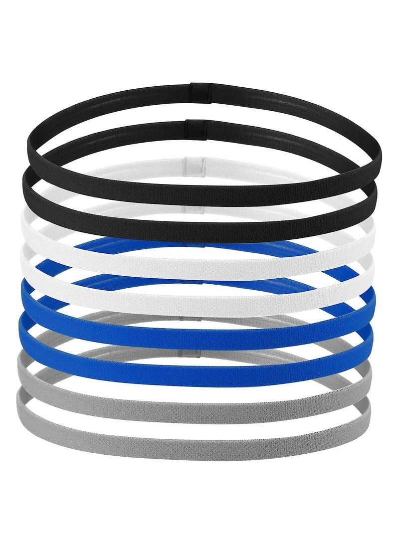 RATSAW 8 Pack Elastic Sports Headbands Thick Headpiece Non-Slip Sweatband Headwear for Gym Yoga Hockey Football Tennis - Image 1