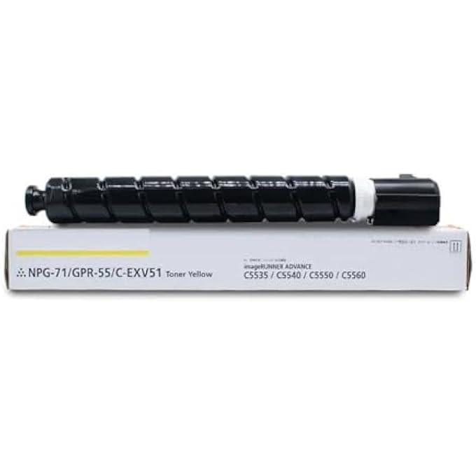خراطيش حبر عالية الإنتاجية C EXV 51 صفراء متوافقة مع كانون إيميج رنر أدفانس C5535 5535I C5540I C5550I و C5560I (صفراء) - Image 1