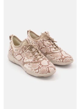 GEOX Women Nebula Lace Up Casual Shoes, Beige Combo  - Image 1