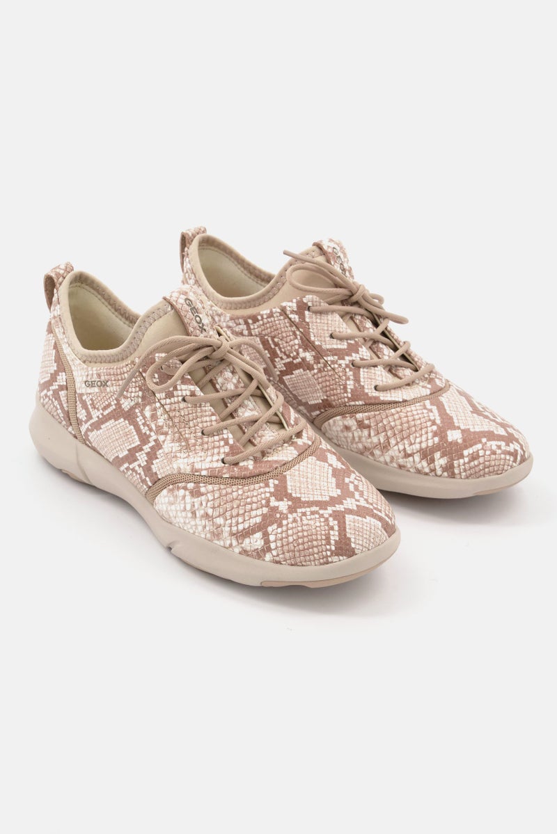 Women Nebula Lace Up Casual Shoes, Beige Combo