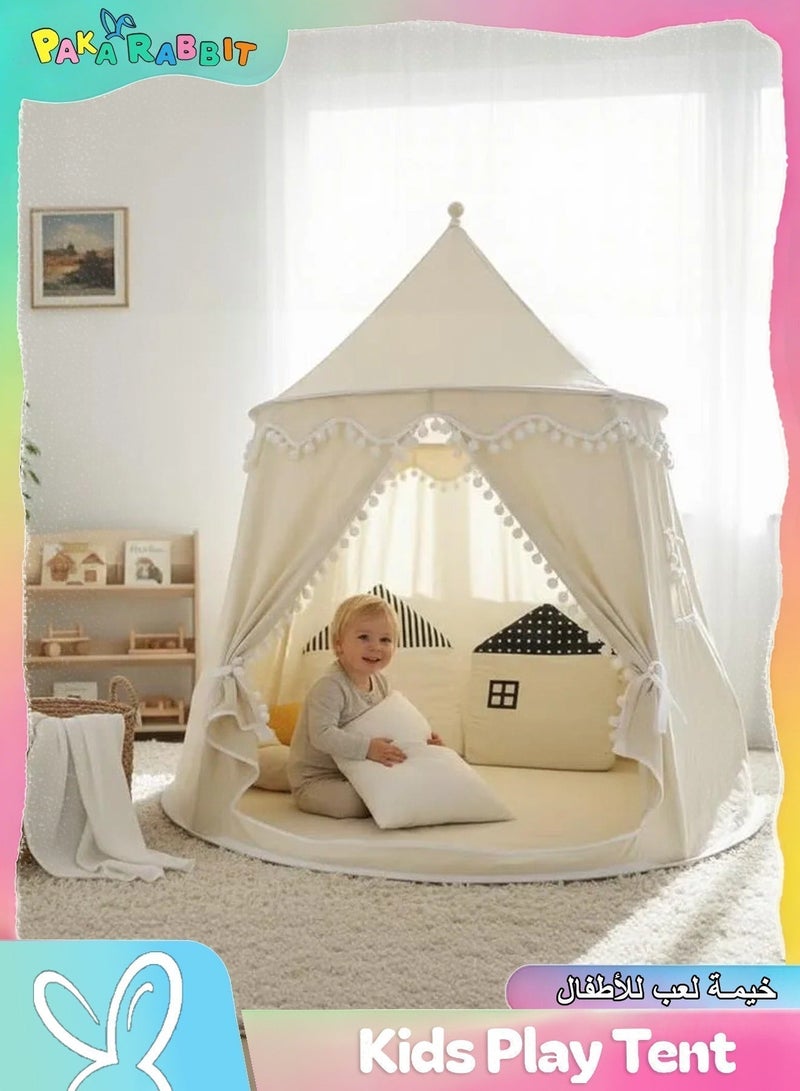 Paka Rabbit Kids Cotton Play Tents， Indoor Outdoor Toddler Play Tent，Children's Tent for Indoor Reading and Playtime ,for 3-10 Years Old Boys Girls ，110×110×130 cm (white, no light). - Image 1