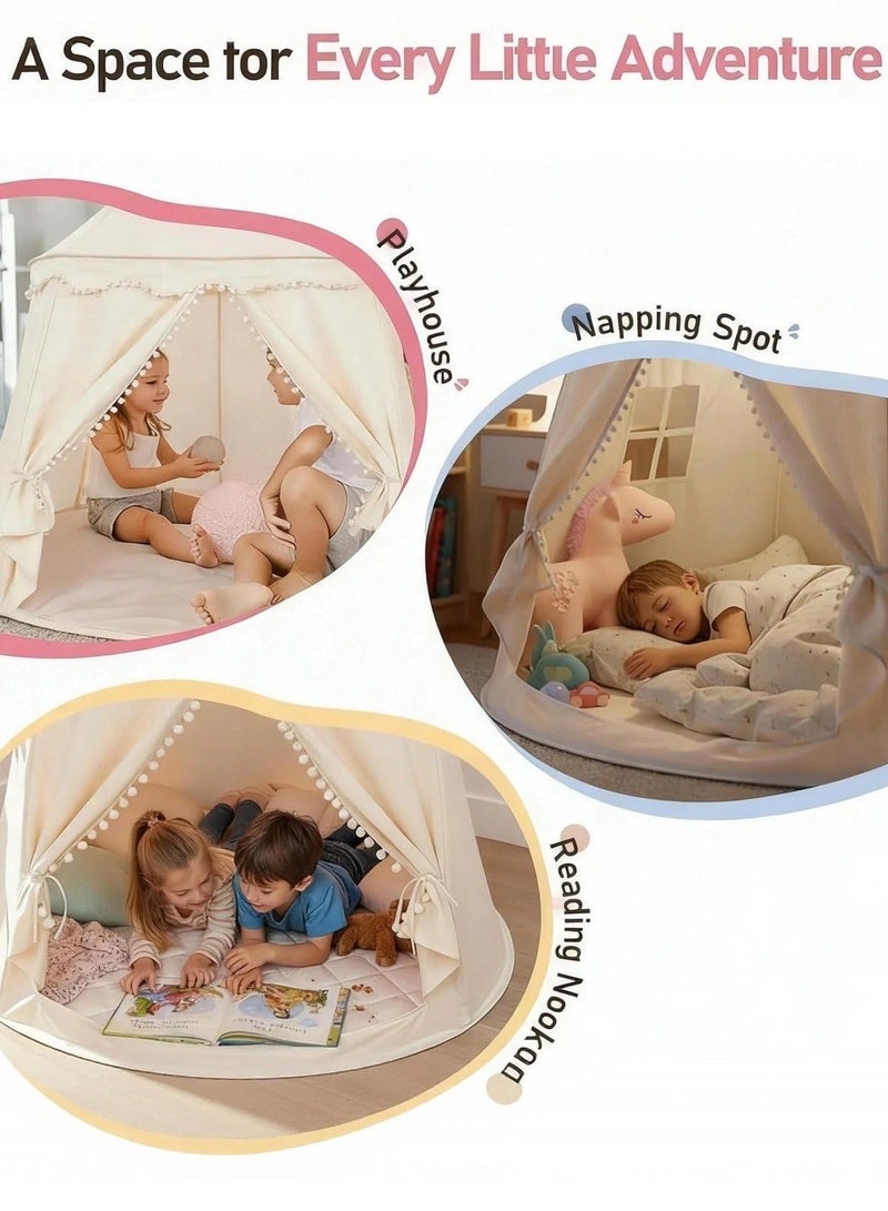 Paka Rabbit Kids Cotton Play Tents， Indoor Outdoor Toddler Play Tent，Children's Tent for Indoor Reading and Playtime ,for 3-10 Years Old Boys Girls ，110×110×130 cm (white, no light). - Image 5