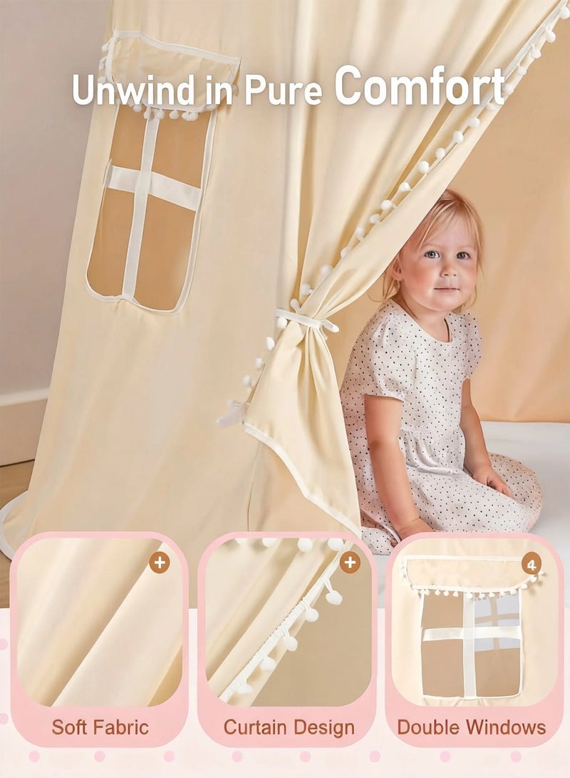 Paka Rabbit Kids Cotton Play Tents， Indoor Outdoor Toddler Play Tent，Children's Tent for Indoor Reading and Playtime ,for 3-10 Years Old Boys Girls ，110×110×130 cm (white, no light). - Image 4