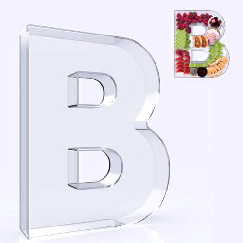 RUFHVTY 11 Acrylic Letter Charcuterie Box Reusable Fillable Alphabet Number Shaped Form Tray for Birthday Anniversaries Party Decorative Serving Plates Display Candy Cake B - Image 1