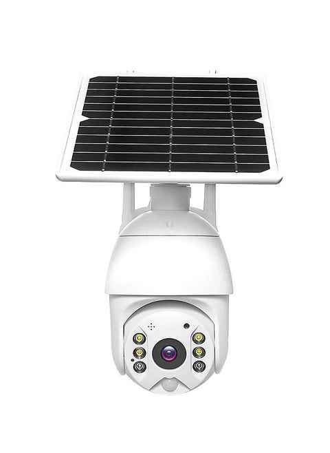 camera with a SIM port and a memory port, A high-resolution solar-powered wireless surveillance  360-degree rotatable, waterproof and dustproof, and contains powerful LED lighting.