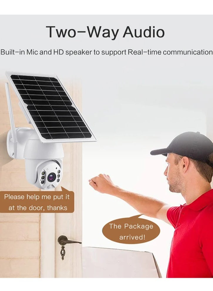 camera with a SIM port and a memory port, A high-resolution solar-powered wireless surveillance  360-degree rotatable, waterproof and dustproof, and contains powerful LED lighting.